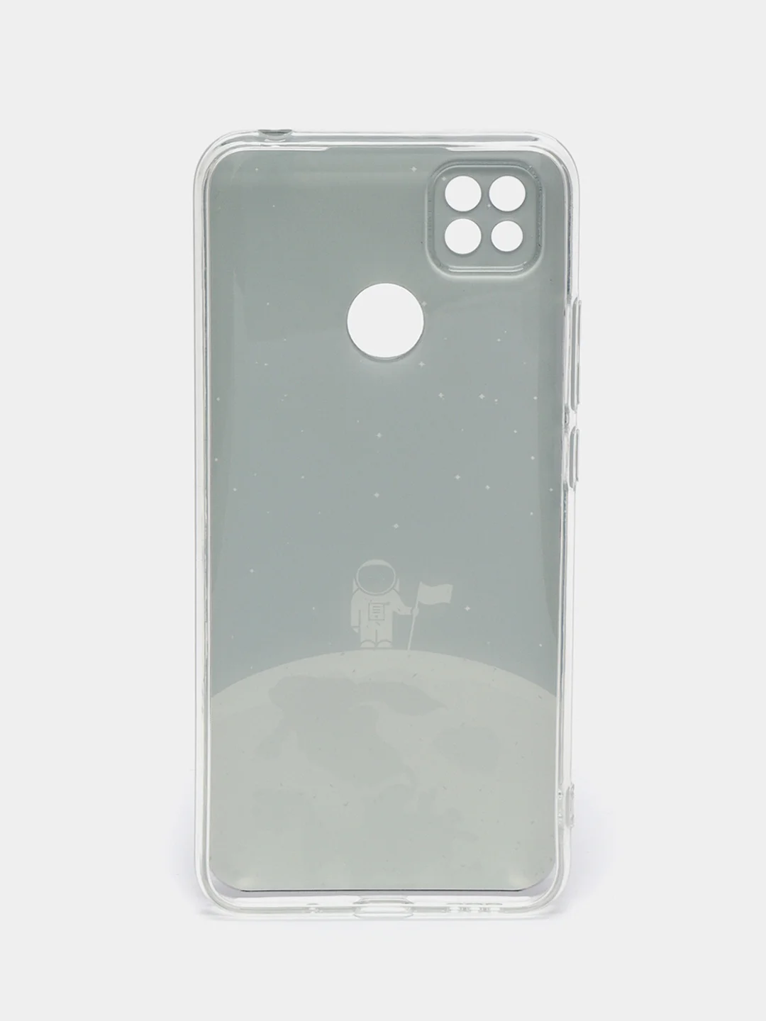 Серебряный силиконовый чехол на Xiaomi Redmi 9C / Сяоми Редми 9С прозрачный с рисунком, защита камеры