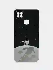 Серебряный силиконовый чехол на Xiaomi Redmi 9C / Сяоми Редми 9С прозрачный с рисунком, защита камеры