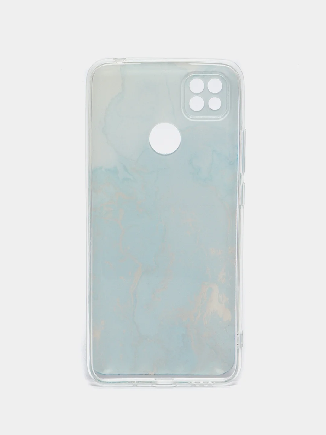 Светло-синий силиконовый чехол на Xiaomi Redmi 9C / Сяоми Редми 9С прозрачный с рисунком, защита камеры