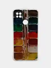 Бордовый силиконовый чехол на Xiaomi Redmi 9C / Сяоми Редми 9С прозрачный с рисунком, защита камеры