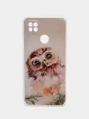 Светло-бежевый силиконовый чехол на Xiaomi Redmi 9C / Сяоми Редми 9С прозрачный с рисунком, защита камеры