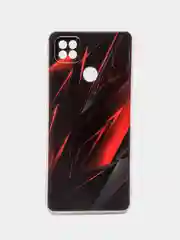 Красный силиконовый чехол на Xiaomi Redmi 9C / Сяоми Редми 9С прозрачный с рисунком, защита камеры