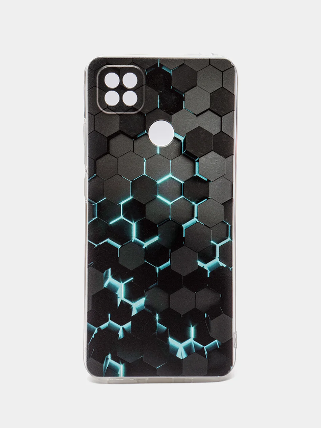 Бирюзовый силиконовый чехол на Xiaomi Redmi 9C / Сяоми Редми 9С прозрачный с рисунком, защита камеры