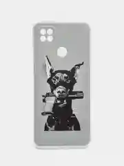 Серебряный силиконовый чехол на Xiaomi Redmi 9C / Сяоми Редми 9С прозрачный с рисунком, защита камеры
