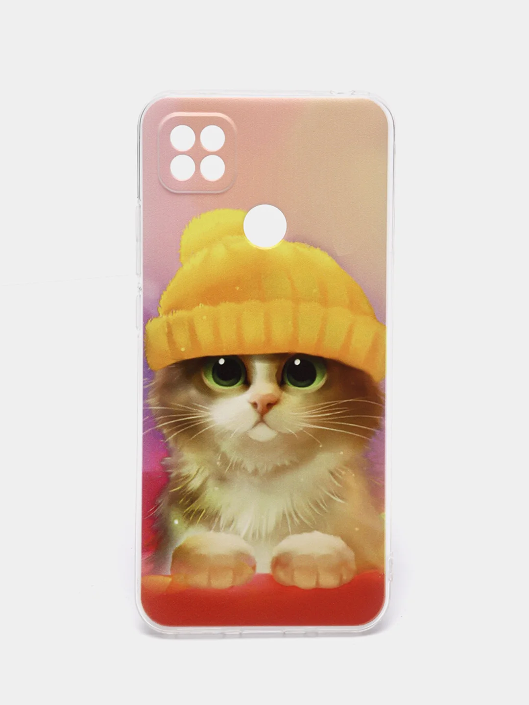 Желтый силиконовый чехол на Xiaomi Redmi 9C / Сяоми Редми 9С прозрачный с рисунком, защита камеры