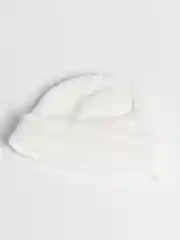 Белый шапка бини вязанная, зимняя, молодёжная, унисекс