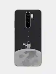 Серебряный силиконовый чехол на Xiaomi Redmi Note 8 Pro / Сяоми Редми Нот 8 Про прозрачный с рисунком