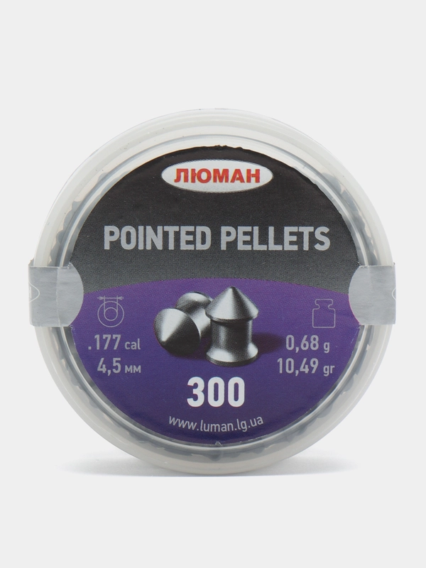 Пули "Люман" Pointed pellets 4,5 мм, 0,68 г, 300 штук, свинцовые, для винтовки, пневматики