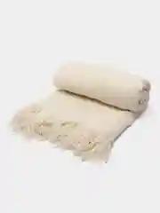 Молочный вязаный плед, покрывало, накидка на диван, кресло, кровать, шерстяной, теплый, одеяло