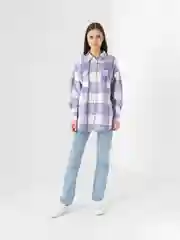 Аметистовый рубашка женская, в клетку, утепленная