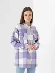 Аметистовый рубашка женская, в клетку, утепленная