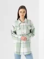 Салатовый рубашка женская, в клетку, утепленная