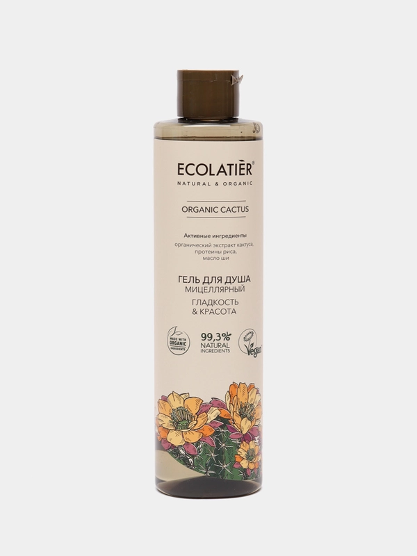 Гель для душа Мицелярный Увлажняющий Для тела ORGANIC CACTUS Ecolatier Green, 350 мл