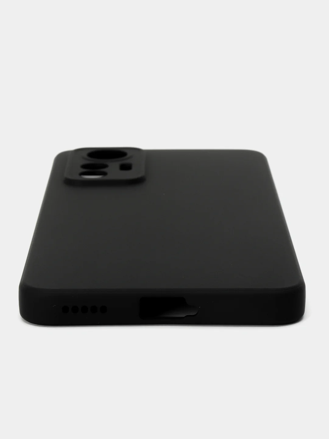 Черный чехол BROSCORP для Xiaomi 12 Lite матовый силиконовый тонкий, бортик вокруг камер