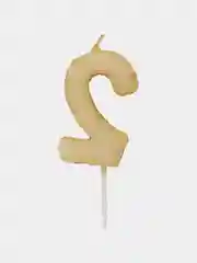 Свеча-цифра для торта "2" золотая с глиттером, 6 см, ЗОЛОТАЯ СКАЗКА, на шпажке, в блистере