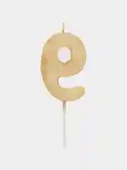 Свеча-цифра для торта "9" золотая с глиттером, 6 см, ЗОЛОТАЯ СКАЗКА, на шпажке, в блистере