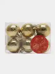 Золотой елочные игрушки / Набор шаров / новогодние украшния d-4 см, 6 шт