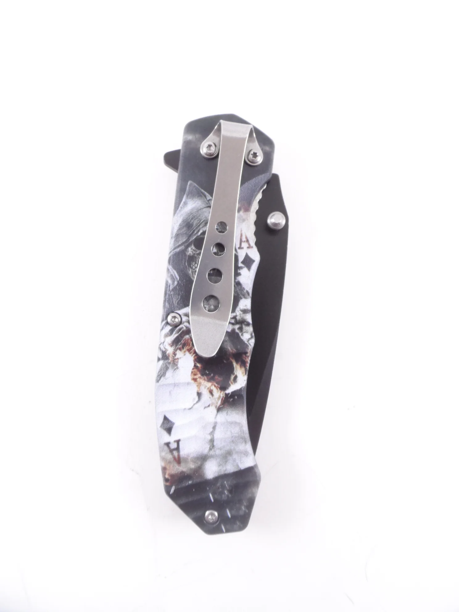 Красный нож туристический раскладной BOKER череп волк орел