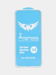 Защитное стекло iPhone 6 / iPhone 6S / iPhone 7 / iPhone 8, 18D, силиконовые края, белое