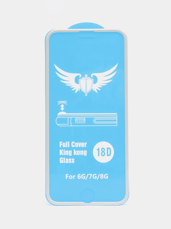 Защитное стекло iPhone 6 / iPhone 6S / iPhone 7 / iPhone 8, 18D, силиконовые края, белое