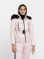 Розовый костюм женский зимний горнолыжный, лыжный теплый комплект куртка и брюки, большие размеры