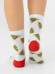 Белый носки "Ёлки", унисекс, новогодние, длинные