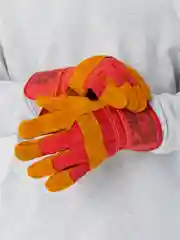 Перчатки спилковые комбинированные желтые