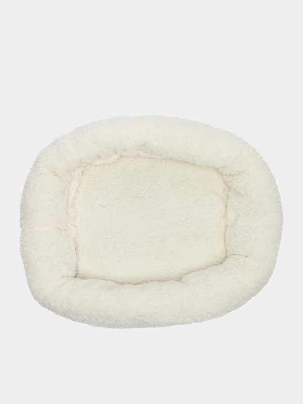 Лежанка для собак и кошек, мягкий мех, 50 х 42 х 11 см, молочная