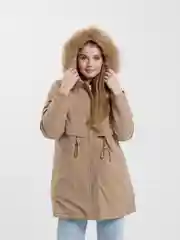 Бежевый куртка женская утепленная, с меховой подкладкой, зимняя
