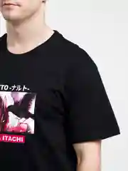Черный футболка аниме "Наруто" мужская женская