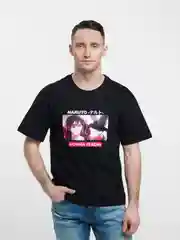 Черный футболка аниме "Наруто" мужская женская