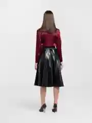 Черный юбка женская, экокожа, клеш, миди