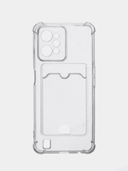 Чехол противоударный для Realme C31 / Реалми С31 прозрачный, с карманом для карты