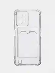 Прозрачный чехол противоударный для Realme C31 / Реалми С31 прозрачный, с карманом для карты