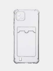 Чехол противоударный для Realme C11 2021 / C20 Реалми прозрачный, с карманом для карты