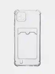 Прозрачный чехол противоударный для Realme C11 2021 / C20 Реалми прозрачный, с карманом для карты