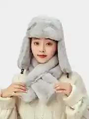 Серый металлик шапка - ушанка женская
