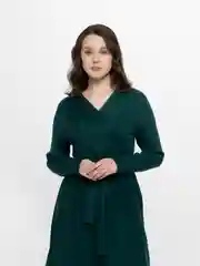 Бежевый платье женское, утепленное, из плотного трикотажа