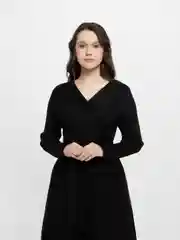 Черный платье женское, утепленное, из плотного трикотажа