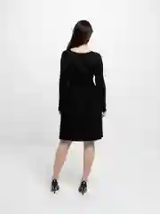 Черный платье женское, утепленное, из плотного трикотажа