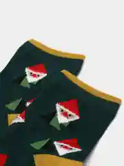 Тёмно-зелёный новогодние женские носки в подарочной коробочке 3 пары
