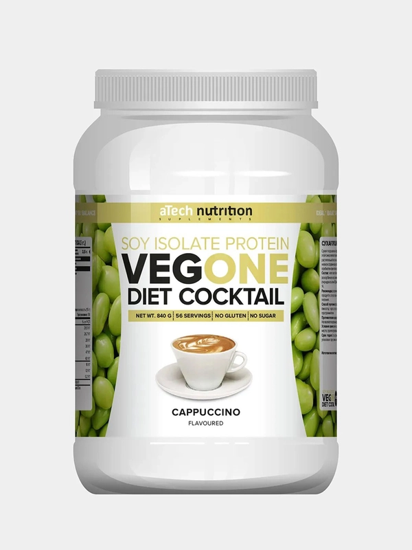 Соевый протеин ATech nutrition "VEGONE", из соевого белка, со вкусом КАПУЧИНО, 840г