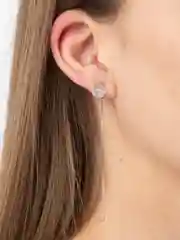 Серьги-продевки подвесные круглые с фианитом классические