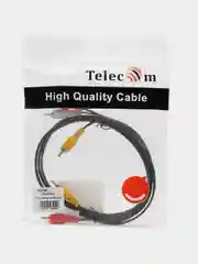 Черный кабель аудио-видео TAV7150 Telecom 3RCA to 3RCA, кабель соединительный, RCA-тюльпаны