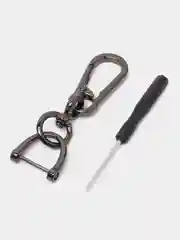 Рыжий брелок для ключей с карабином и петличкой с номером телефона