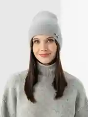 Серый металлик женская шапка двойная Stefani