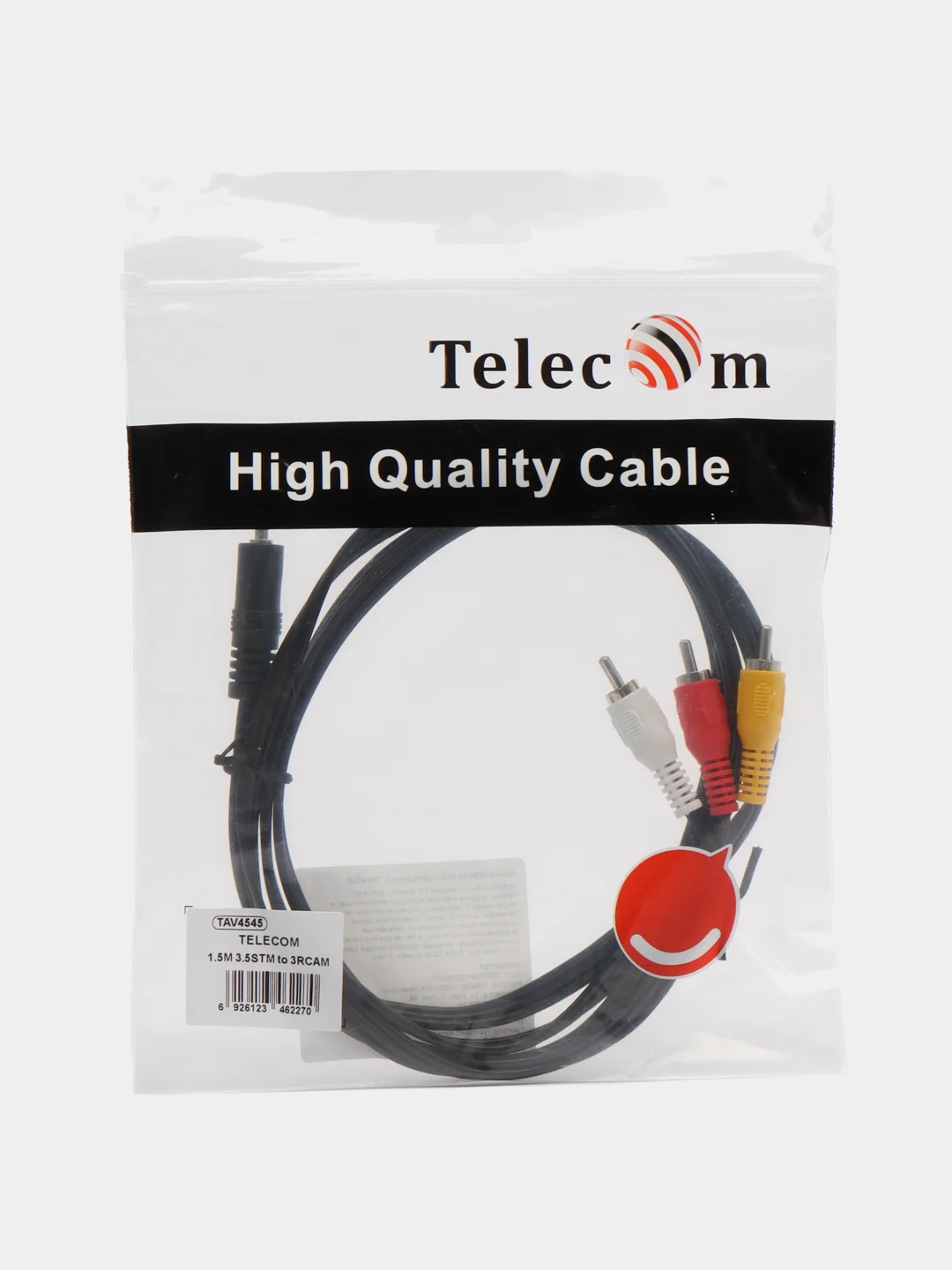 Черный кабель соединительный Telecom, 3.5 mm, jack - RCA x3 тюльпан