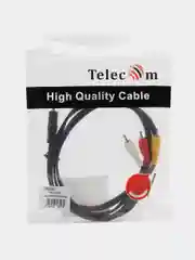 Черный кабель соединительный Telecom, 3.5 mm, jack - RCA x3 тюльпан