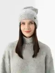 Серый женская шапка двойная Stefani