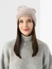 Бежевый женская шапка двойная Stefani